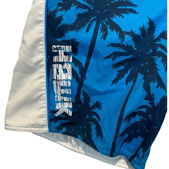 Tony Hawk Board Shorts Blue Black Palm Tree Print‎ Swim Trunks 10"  Mens Size 34 - Picture 3 of 7